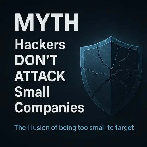 Cybersecurity myth – hackers don’t attack small businesses – digital shield graphic